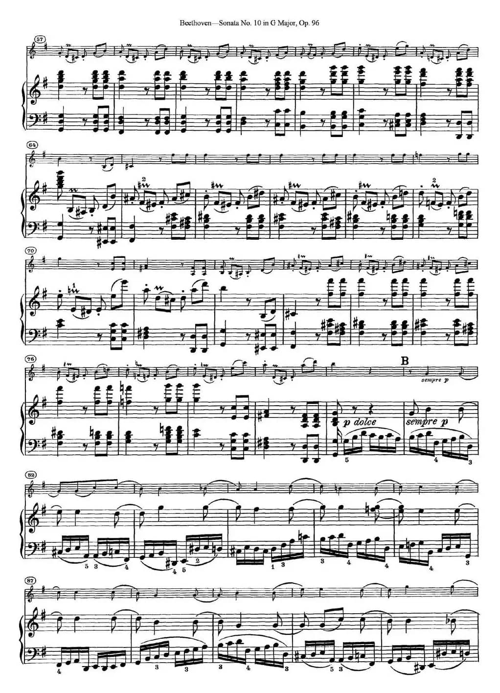 Violin Sonata No.10 in G Major Op.96（小提琴+钢琴伴奏）