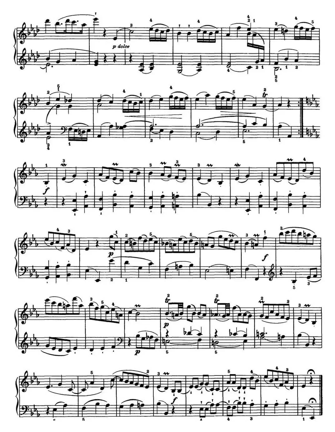 海顿 钢琴奏鸣曲 Hob XVI 38 in E-flat major