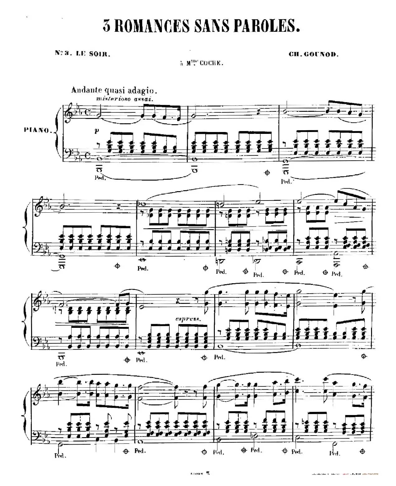 3 Romances Sans Paroles（3首无词浪漫曲·3. 夜晚）