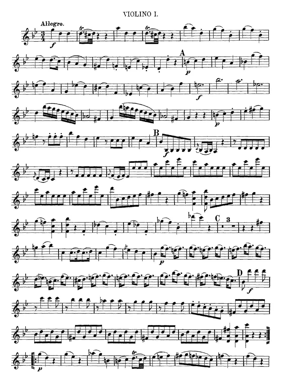 Mozart《Quartet No.6 in Bb Major,K.159》（Violin 1分谱）