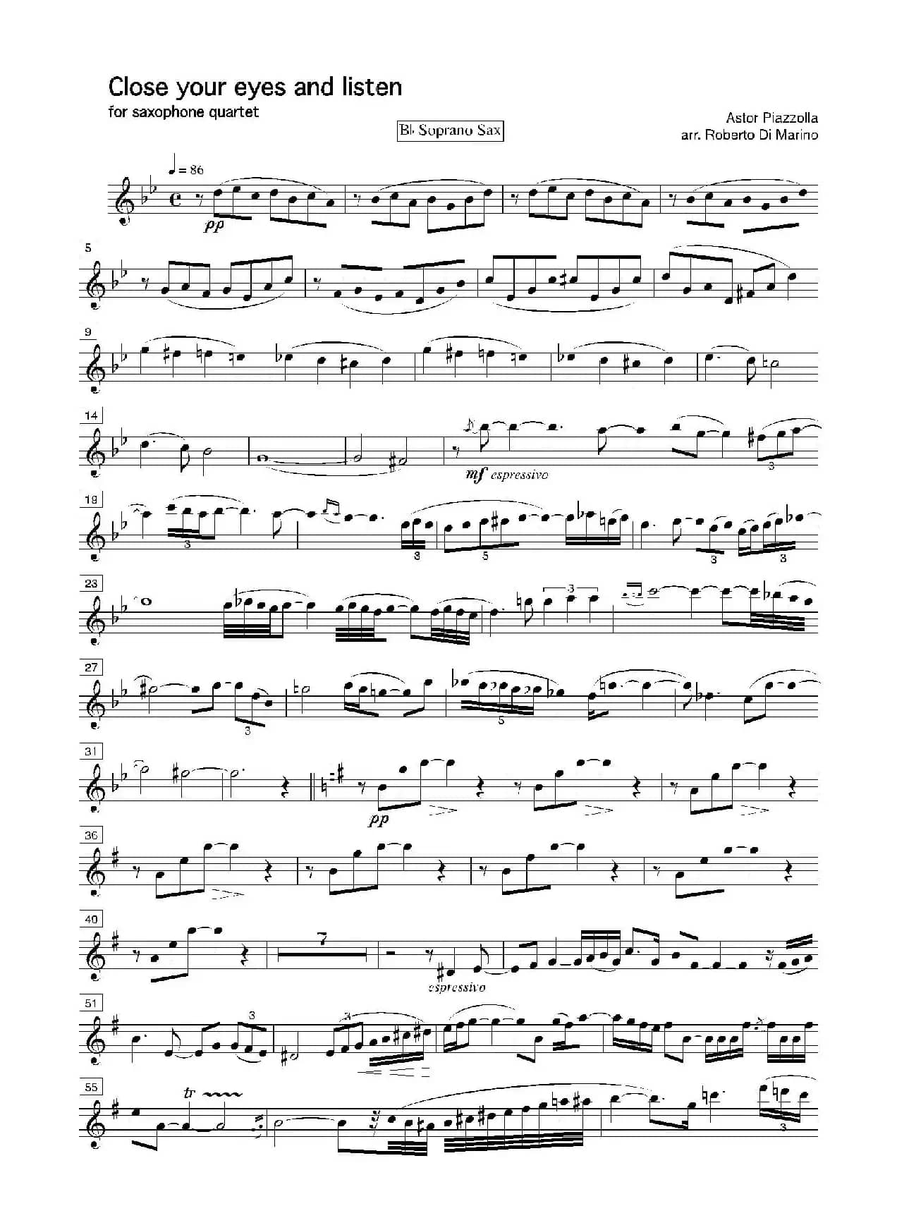 Close your eyes and listen（四重奏总谱+分谱）