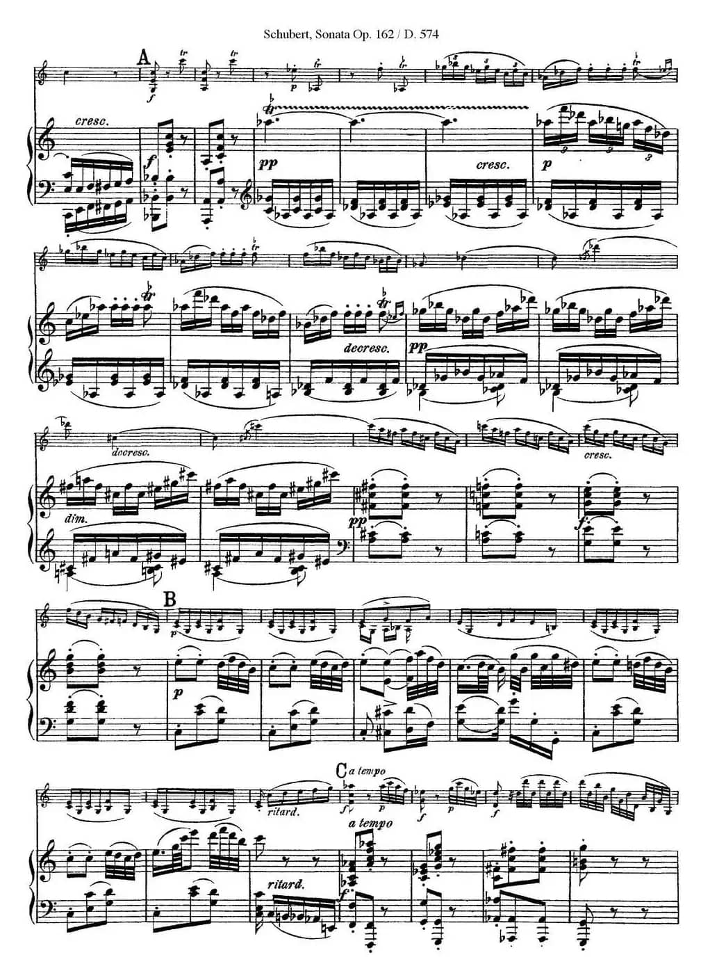 Violin Sonata in A major Op.162 D.574（小提琴+钢琴伴奏）