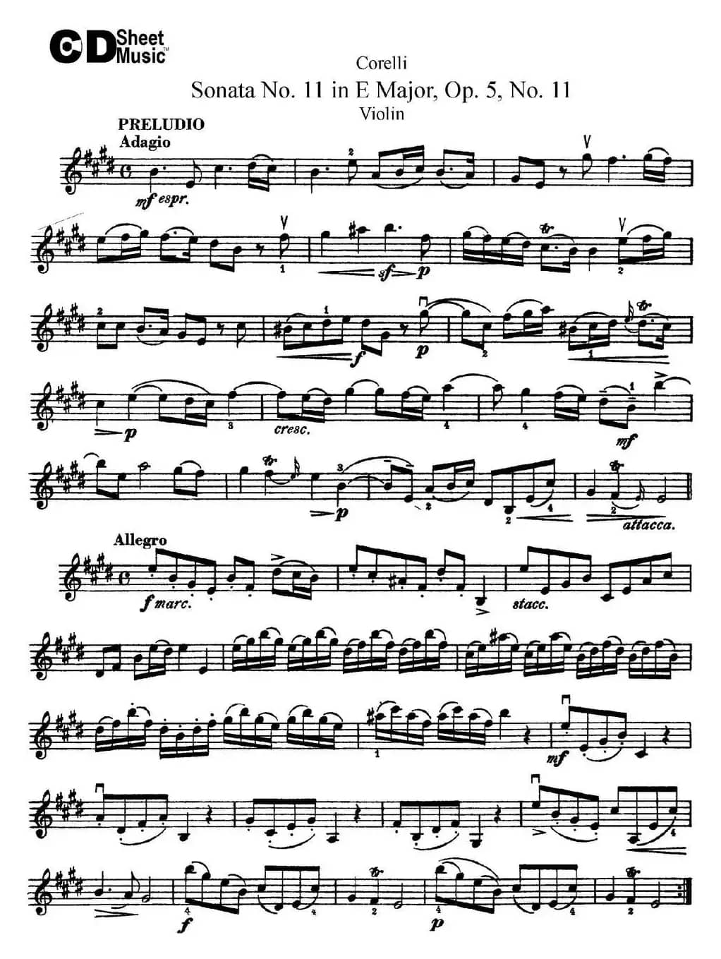 Sonata No.11 in E Major Op.5 No.11