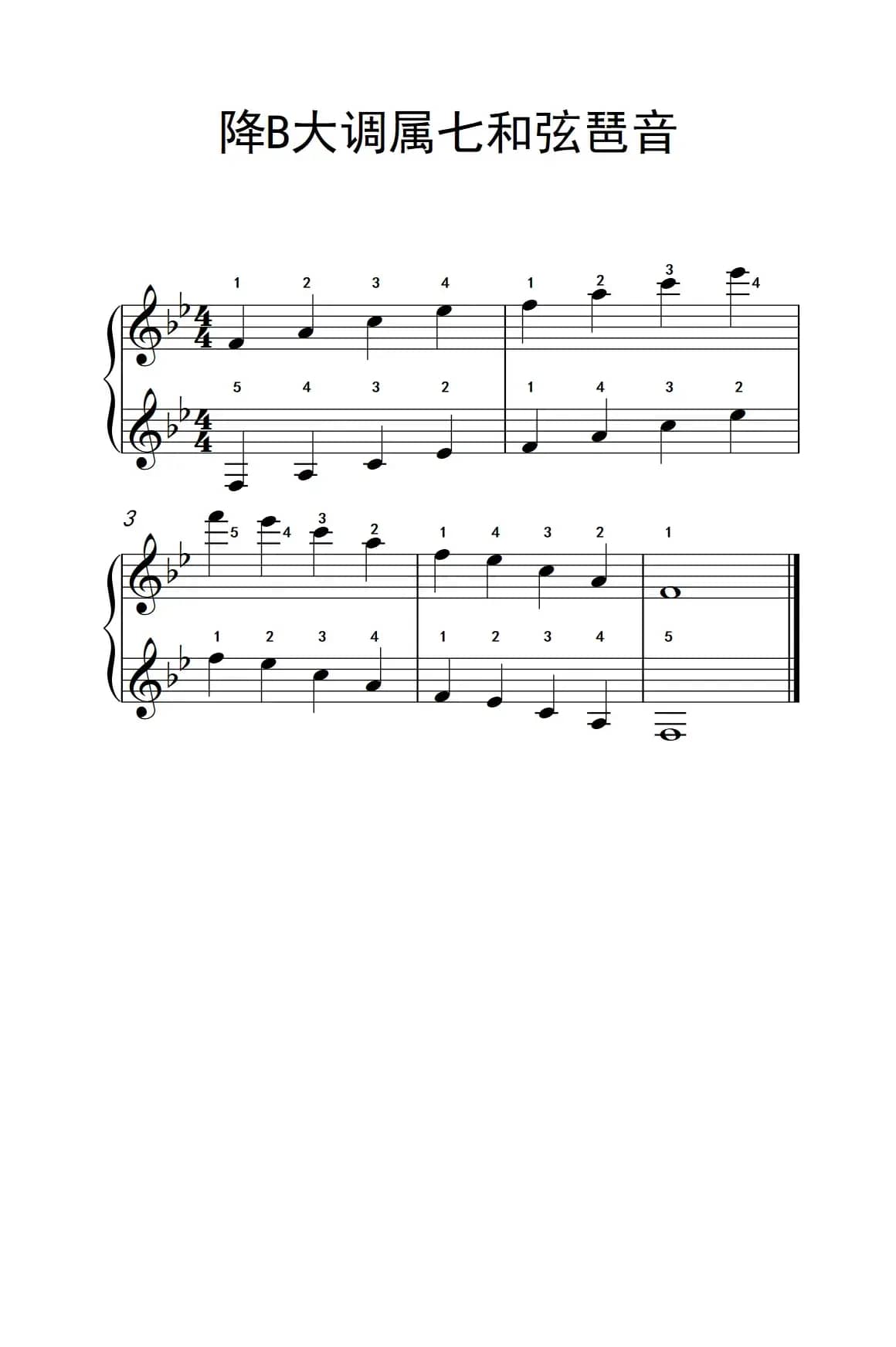 降B大调属七和弦琶音（儿童钢琴练习曲）