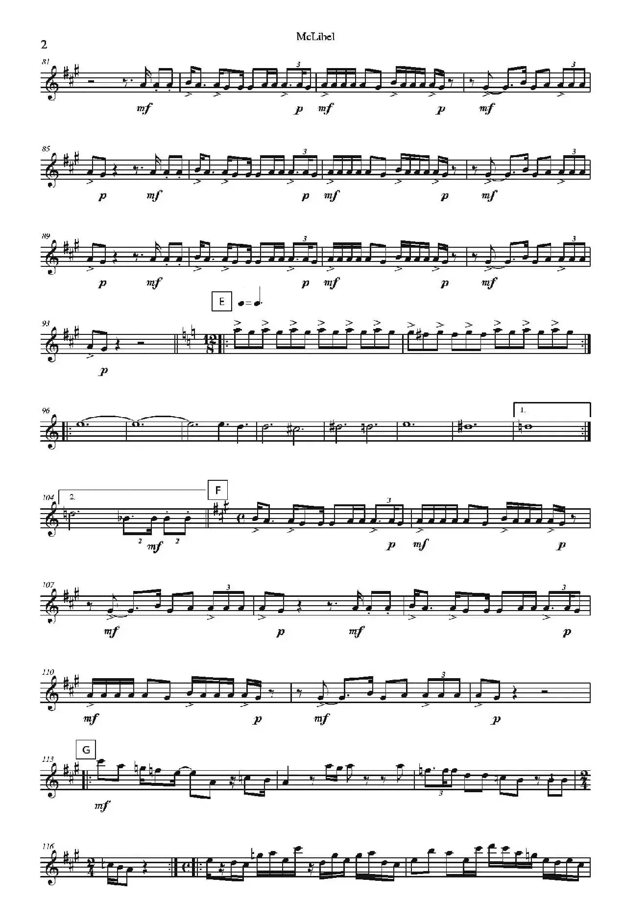 Mclibel（五重奏中音萨克斯分谱）