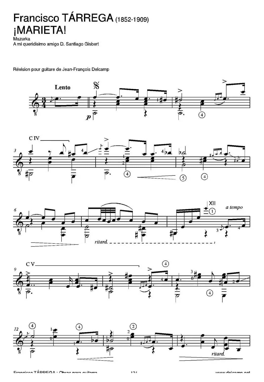 iMARIETA!(Mazurka A mi queridisimo amigo D.Santiago Gisbert)(古典吉他)