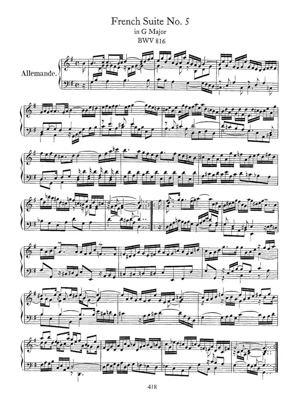 法国组曲之五:G大调