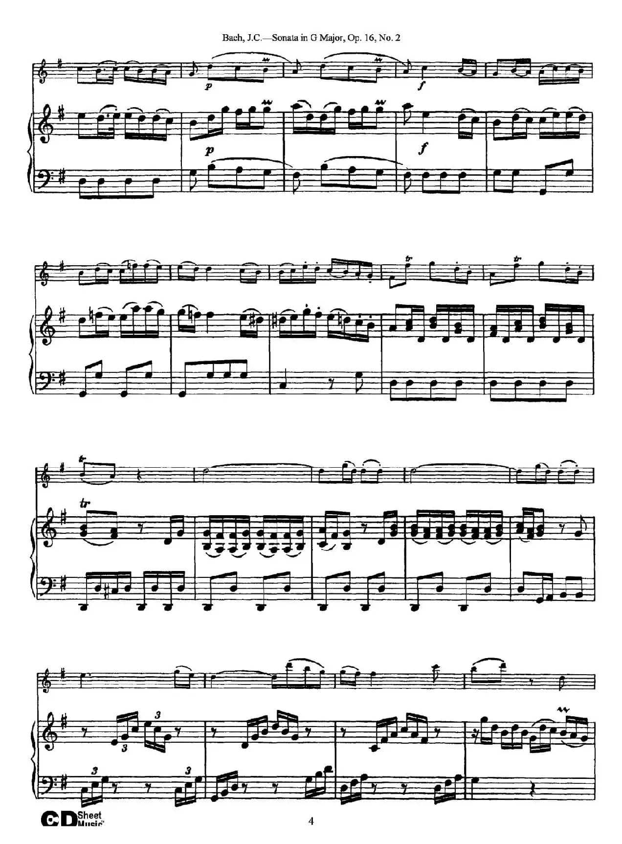 Sonata in D Major,Op.16 No.2（小提琴+钢琴伴奏）