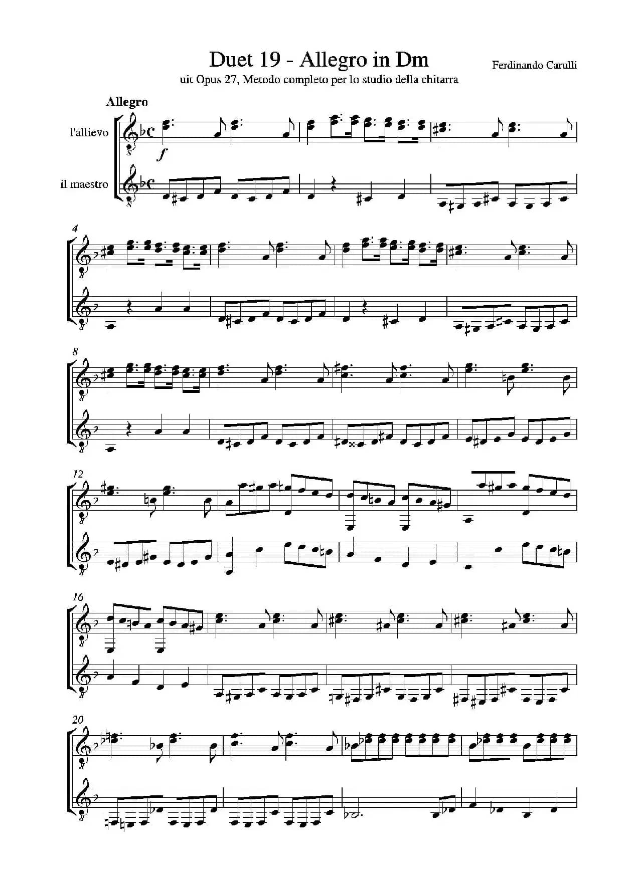 Metodo Completo Op.27-3（古典吉他二重奏练习·19）