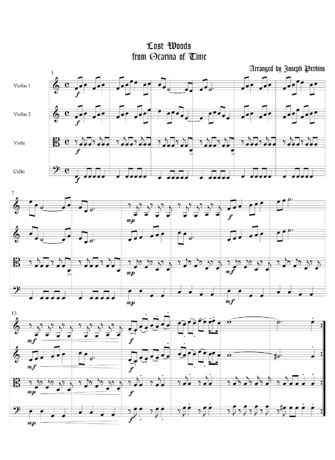 Lost Woods（弦乐四重奏总谱+分谱）