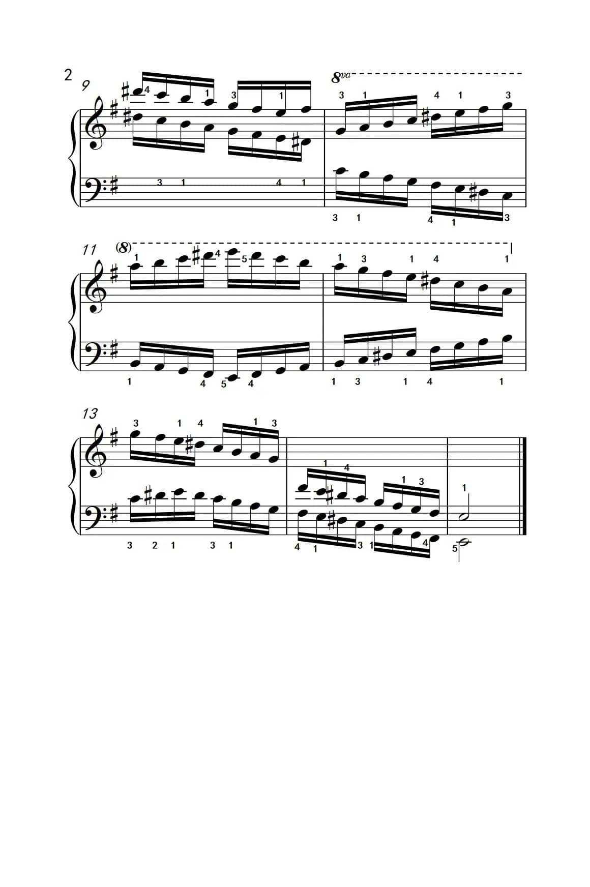 E小调音阶（反向四个八度）（儿童钢琴练习曲）