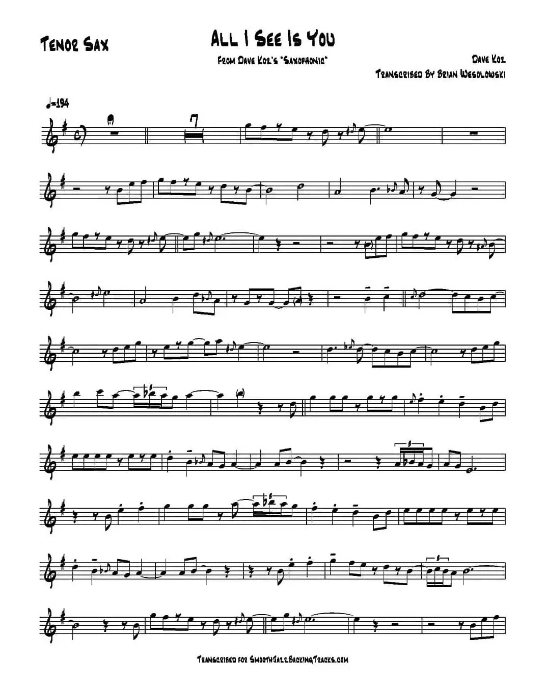 All I See IsYou（次中音萨克斯）