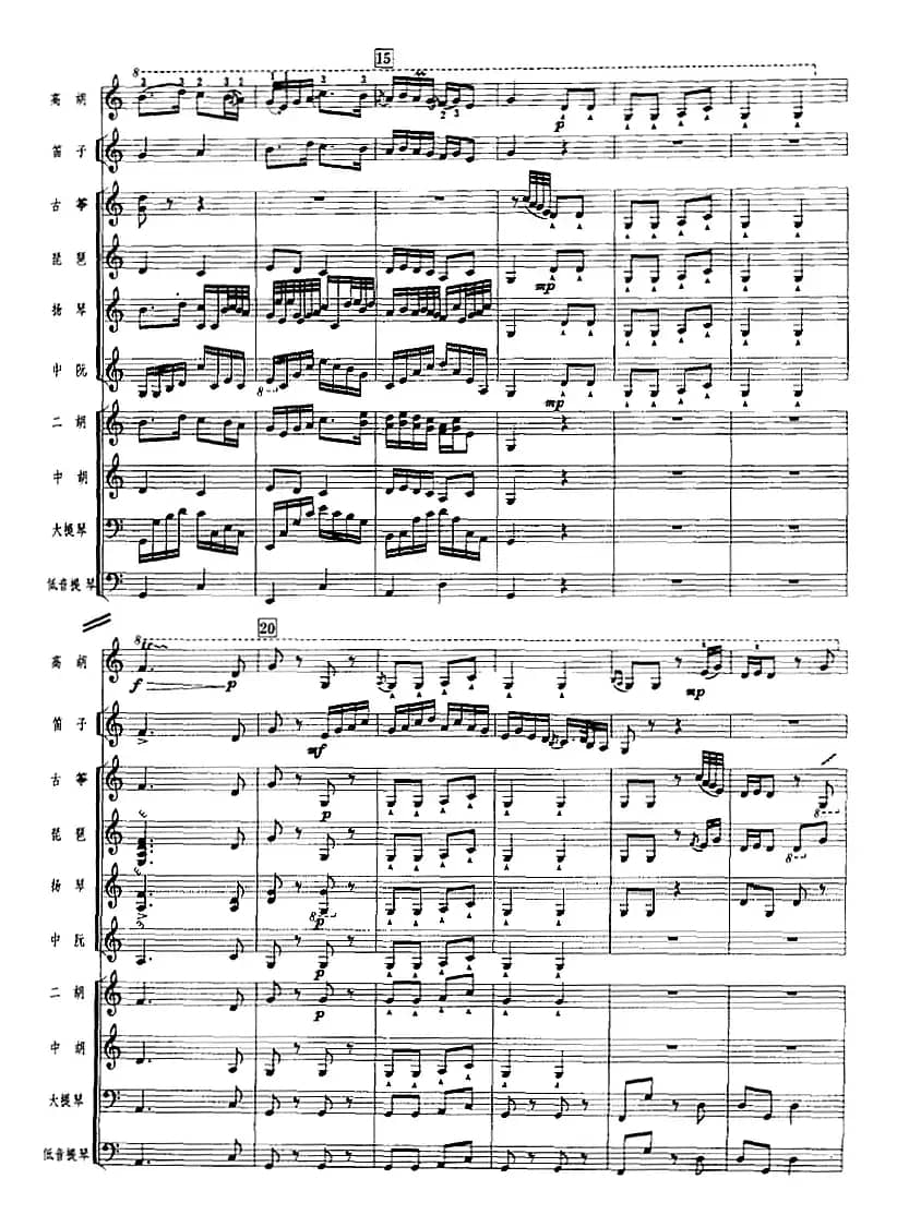 雨打芭蕉（广东音乐、高胡+乐队伴奏、五线谱版）