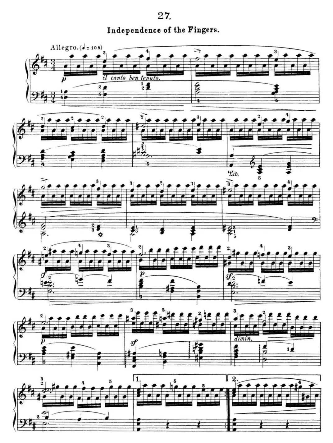 50首车尔尼Op.740钢琴手指灵巧技术练习曲（NO.27）