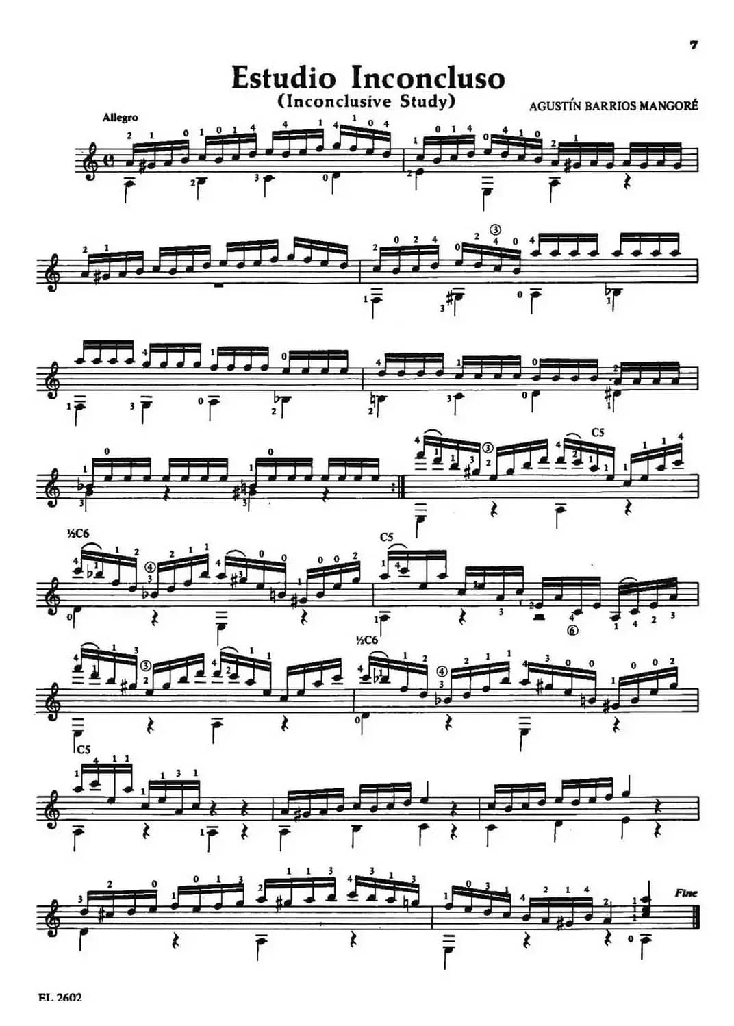 Estudio Inconcluso（古典吉他）