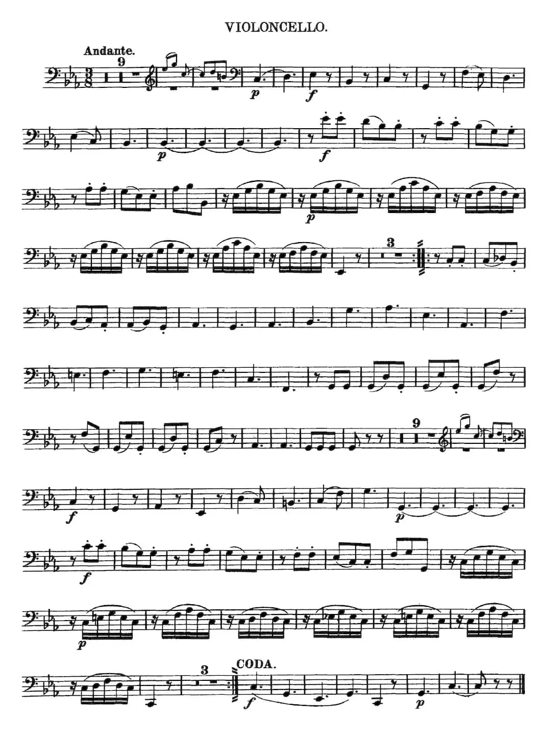 Mozart《Quartet No.4 in C Major,K.157》（Cello分谱）