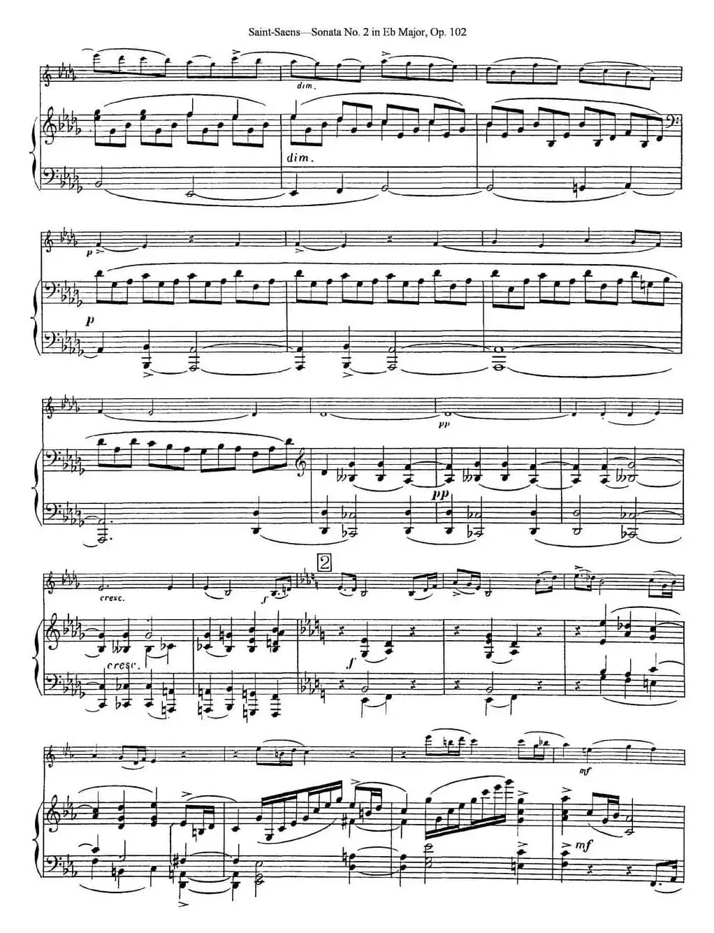 Violin Sonata No.2 in Eb Major Op.102（小提琴+钢琴伴奏）