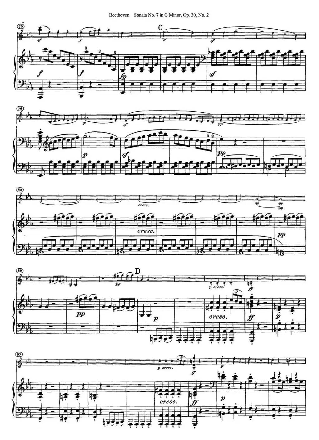 Violin Sonata No.7 in C Minor Op.30 No.2（小提琴+钢琴伴奏）