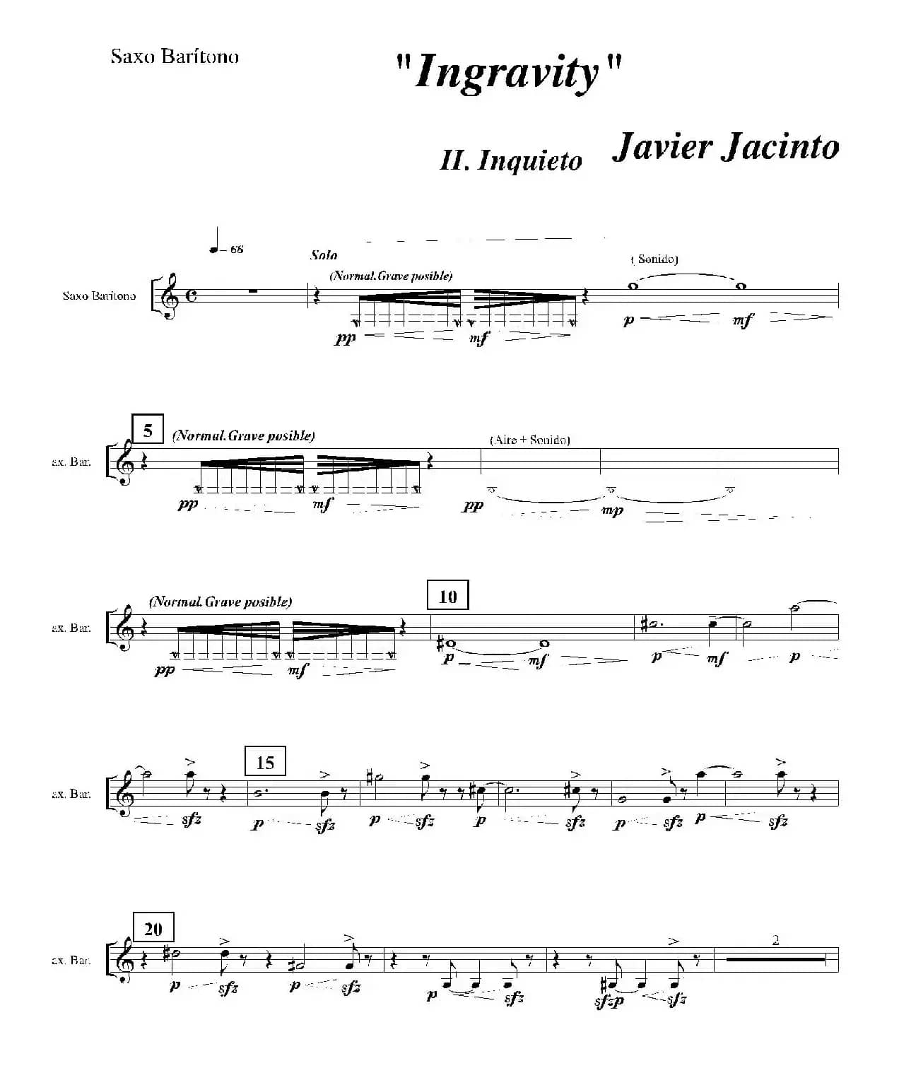 Ingravity（第二乐章）（上低音萨克斯分谱）