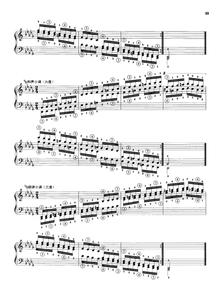 钢琴音阶练习：三度、六度同向四个八度