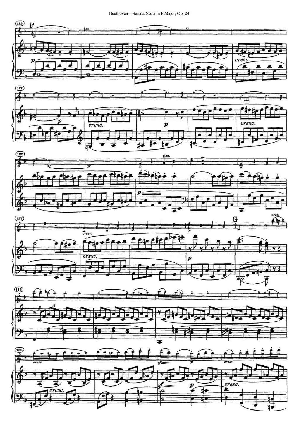 Violin Sonata No.5 in F Major Op.24（小提琴+钢琴伴奏）