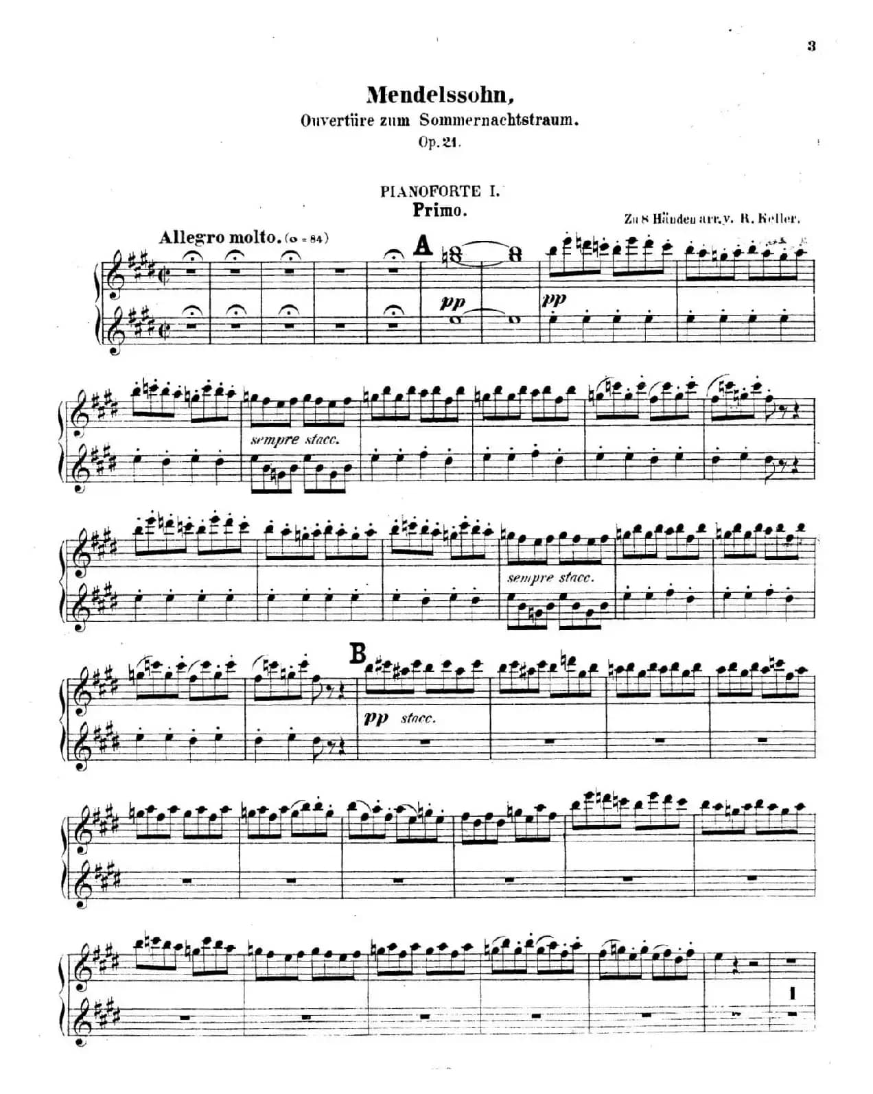 Ein Sommernachtstraum Overture Op.21(仲夏夜之梦序曲·八手联弹版)