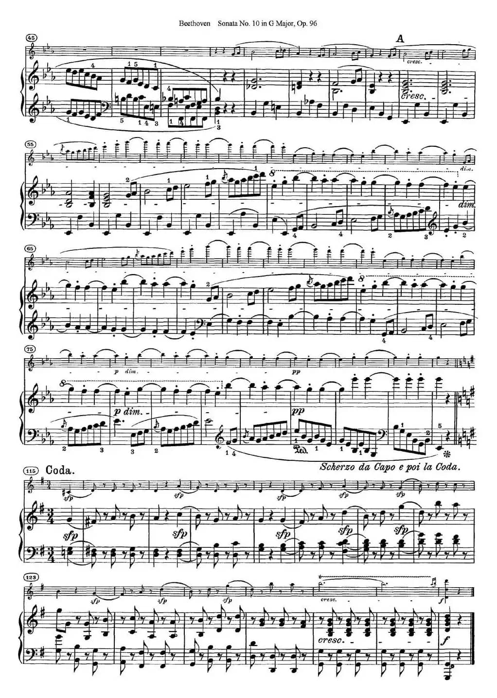 Violin Sonata No.10 in G Major Op.96（小提琴+钢琴伴奏）