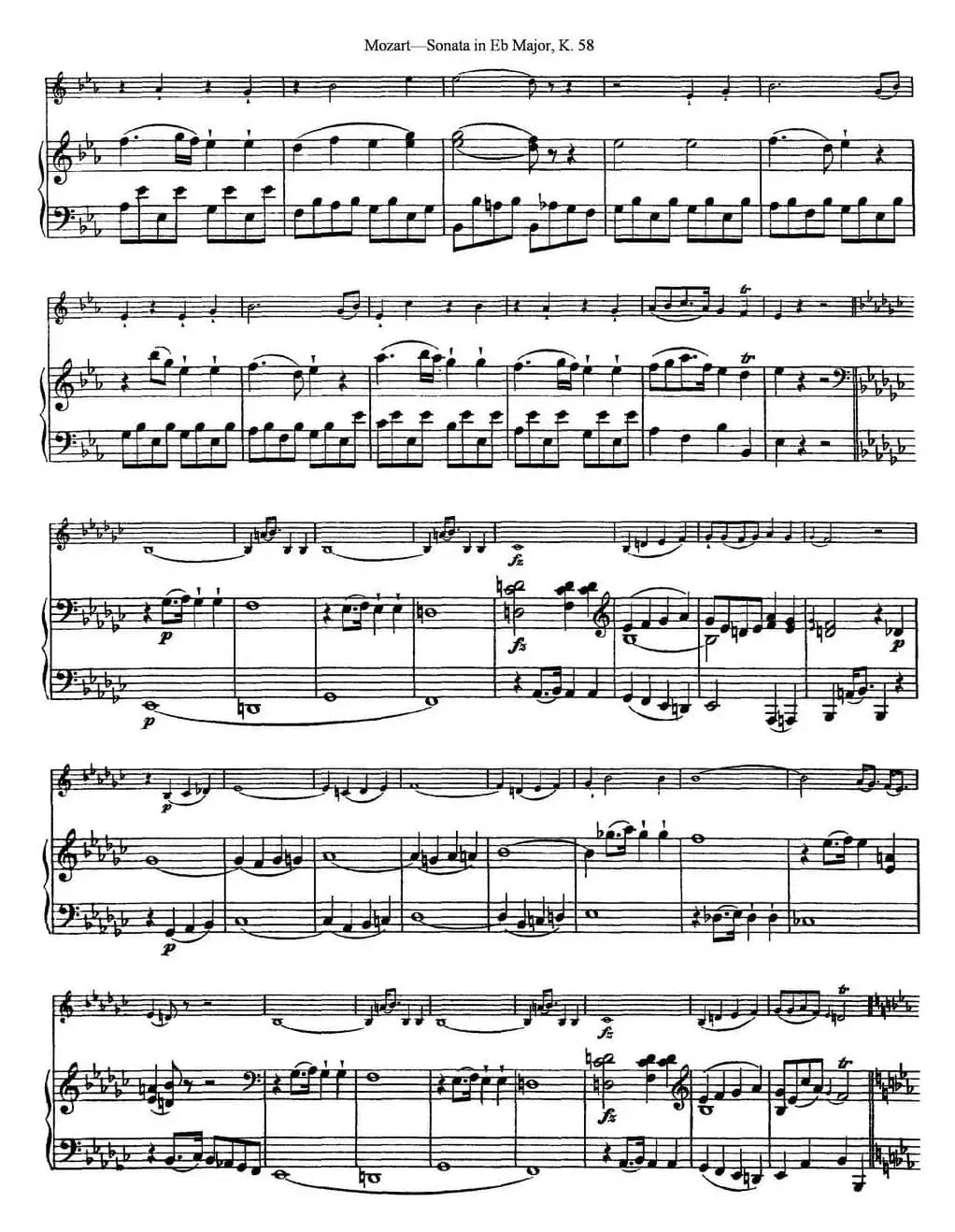 Violin Sonata in Eb Major K.58（小提琴+钢琴伴奏）