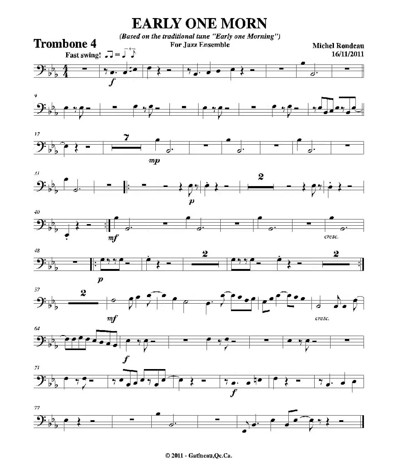 EARLY ONE MORN（第四长号分谱）