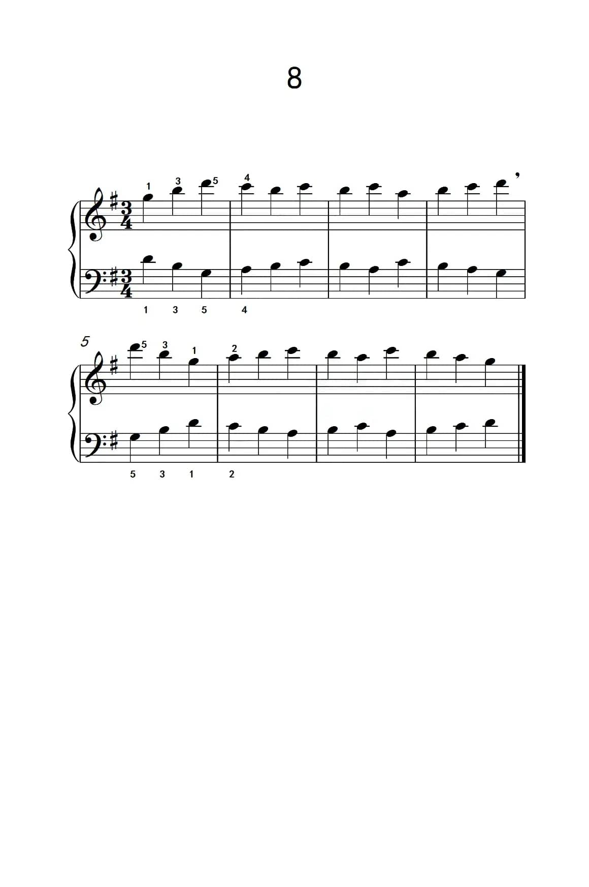 一.非连音练习8（儿童钢琴手指练习 1）