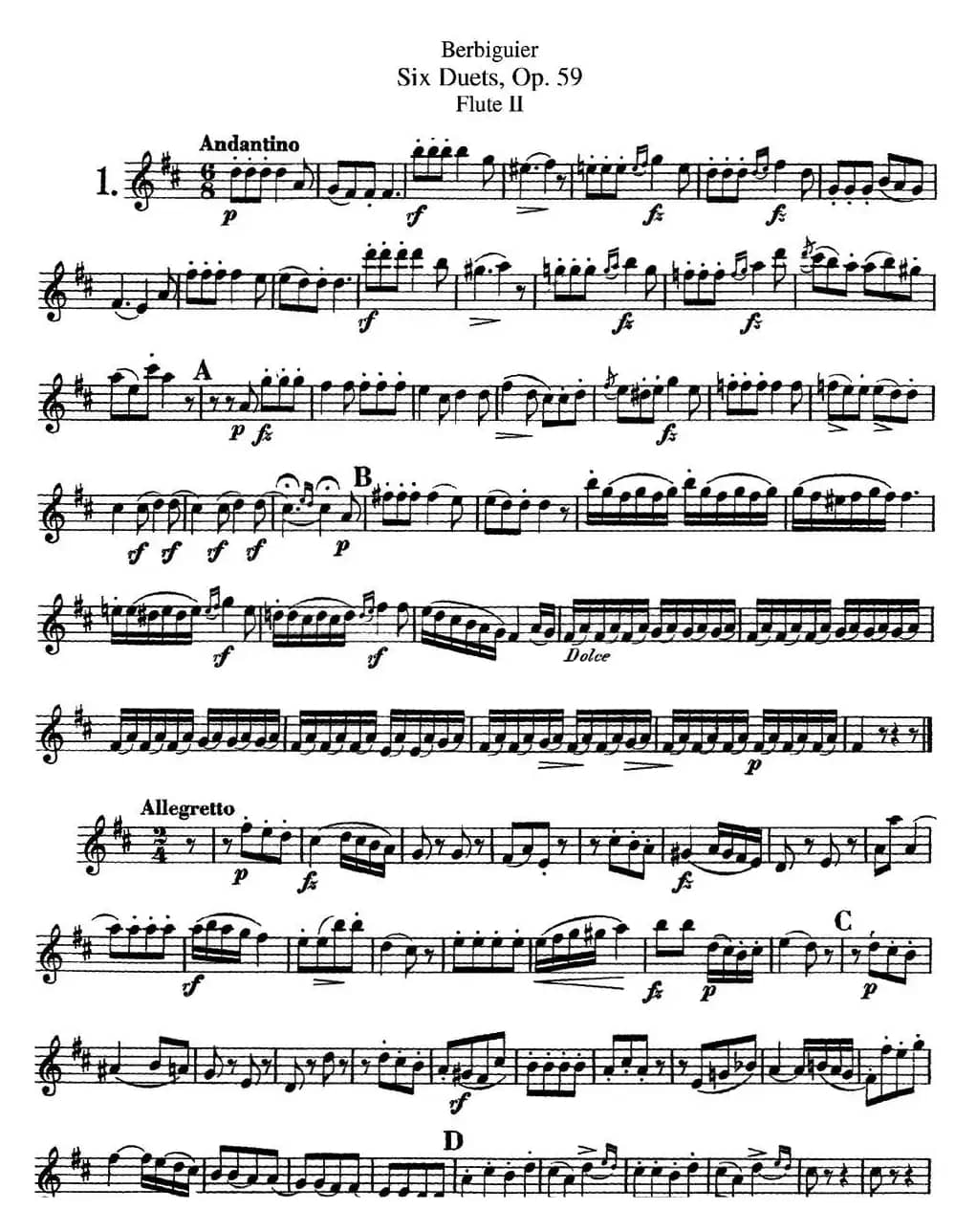 博比格6首长笛二重奏练习曲Op.59（Flute  2）