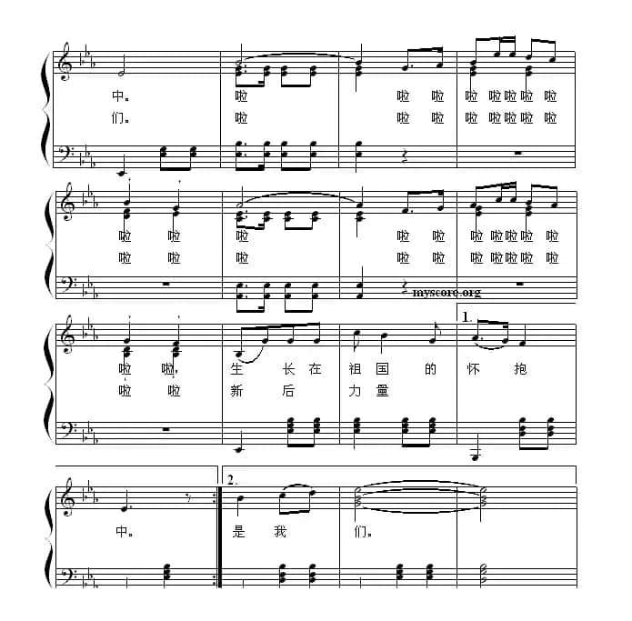 生长在祖国怀抱中（少儿歌曲钢琴弹唱谱）