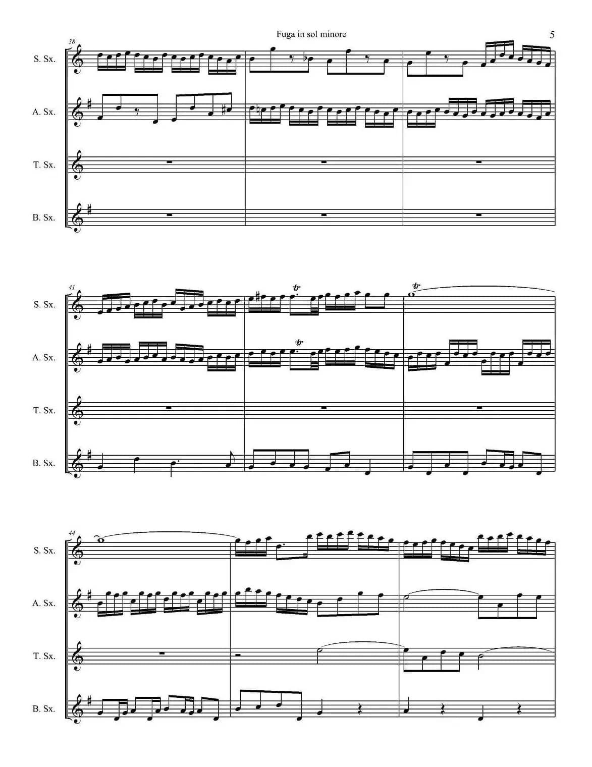 Fuga in sol minore （四重奏）