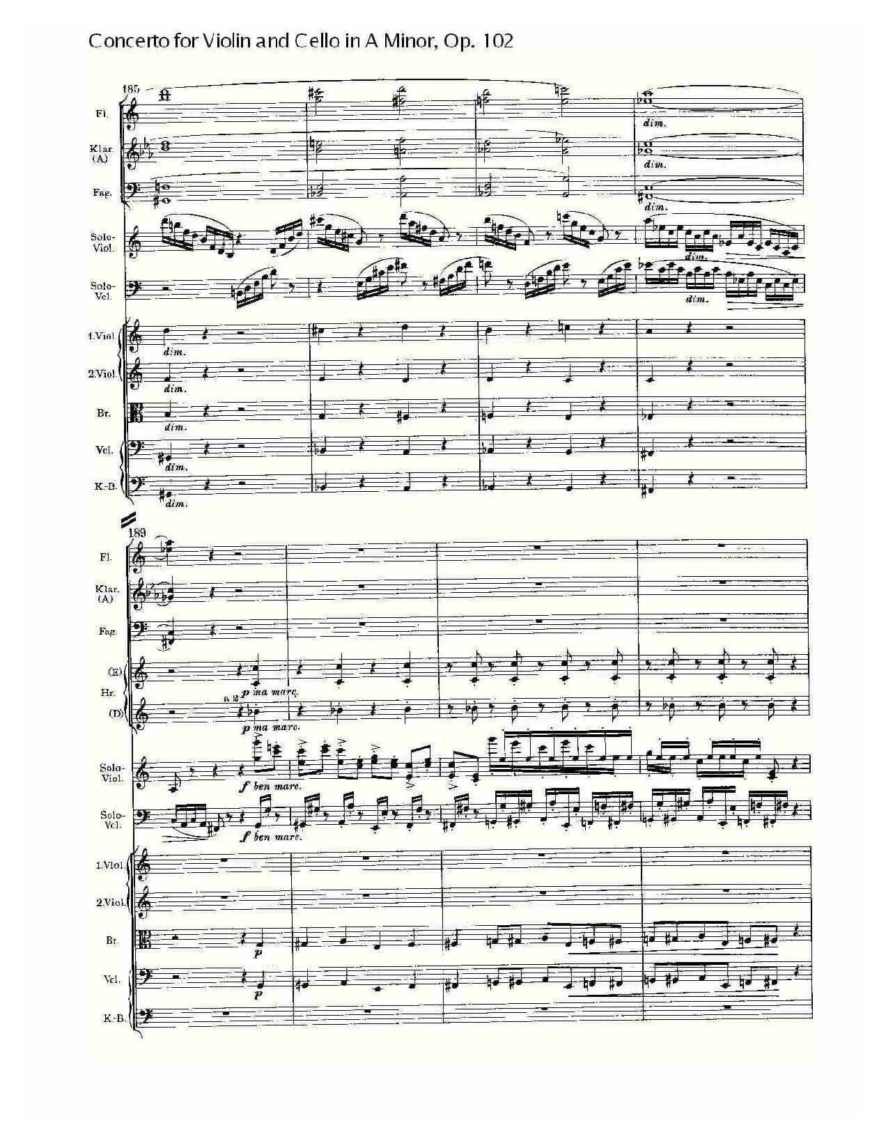 A小调小提琴与大提琴协奏曲, Op.102第一乐章
