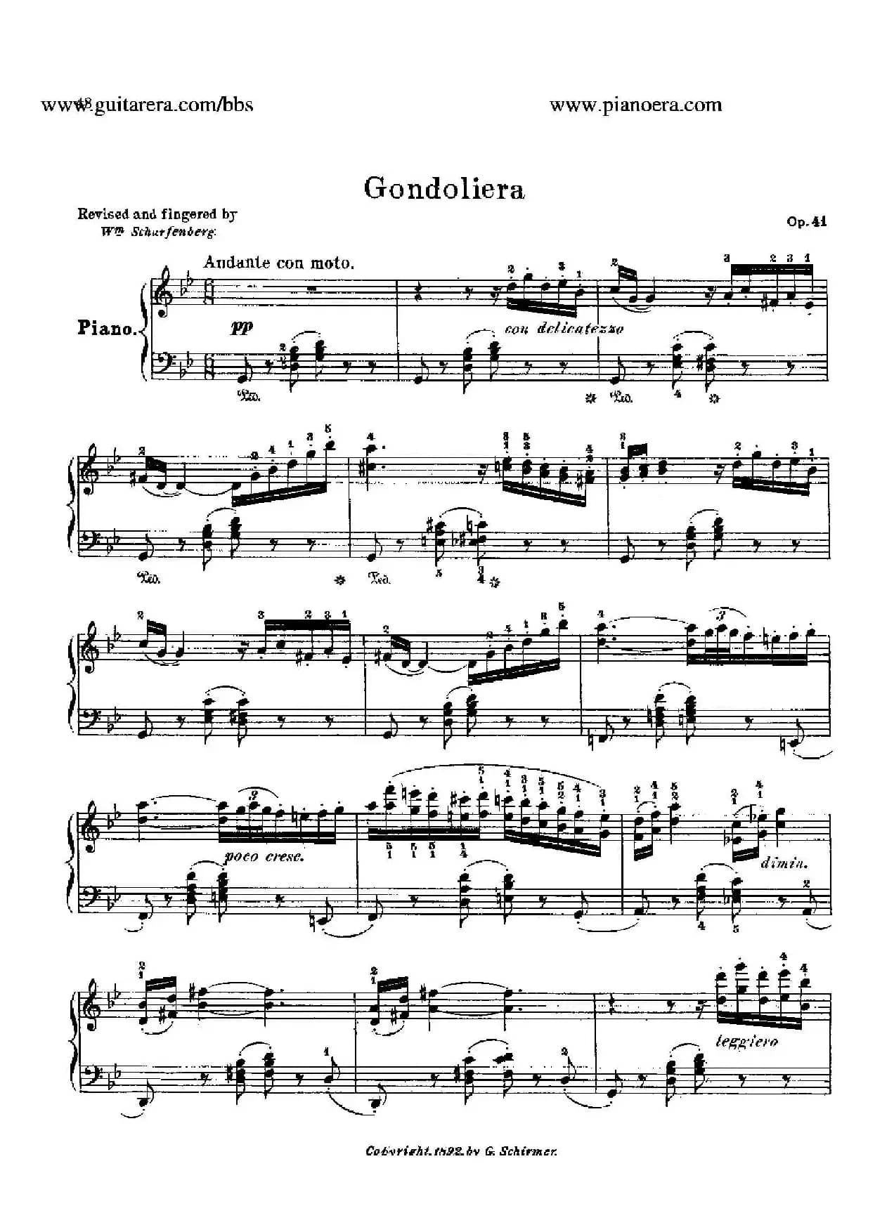 Gondoliera in g Minor Op.41（g小调船歌）