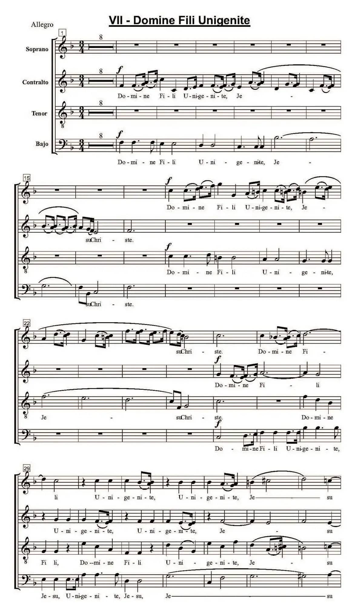 Domine Fili Unigenite（萨克斯四重奏）