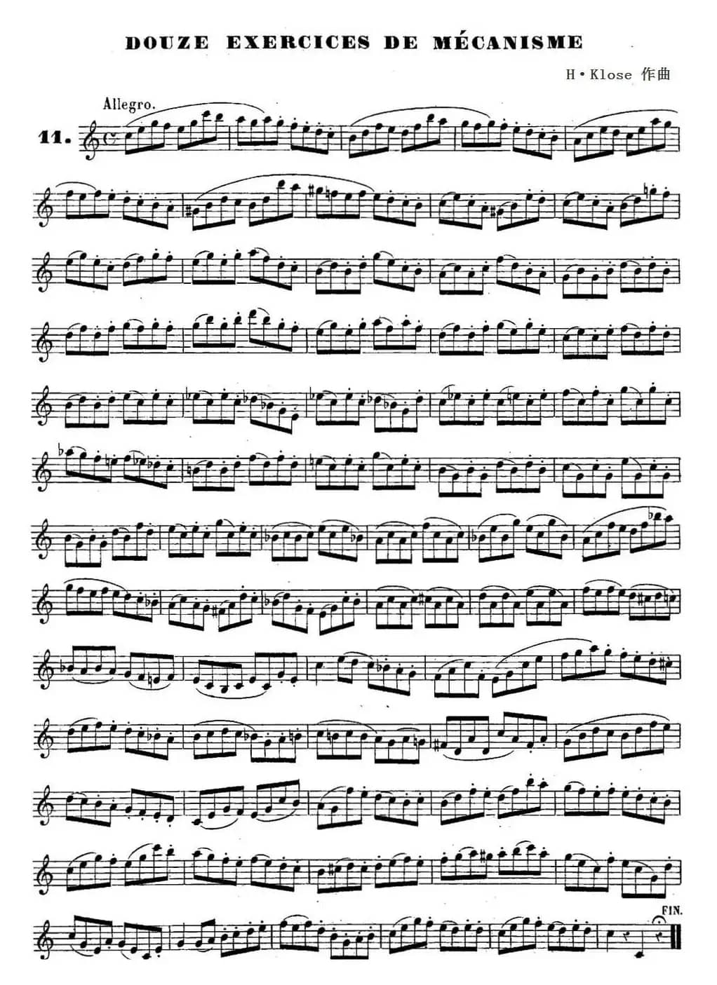H·Klose练习曲（douze exercices de mecanisme—11）