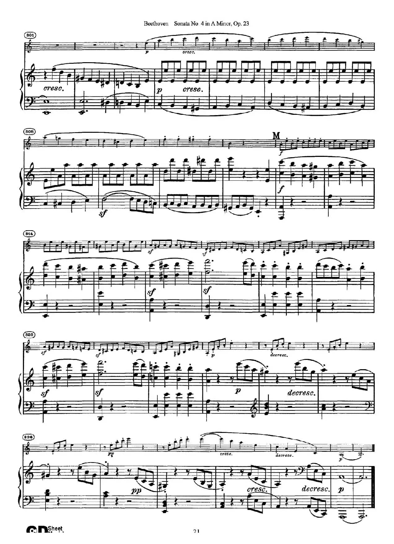 A小调第四小提琴奏鸣曲（Sonata No.4 in A Minor Op.23）（小提琴+钢琴伴奏）