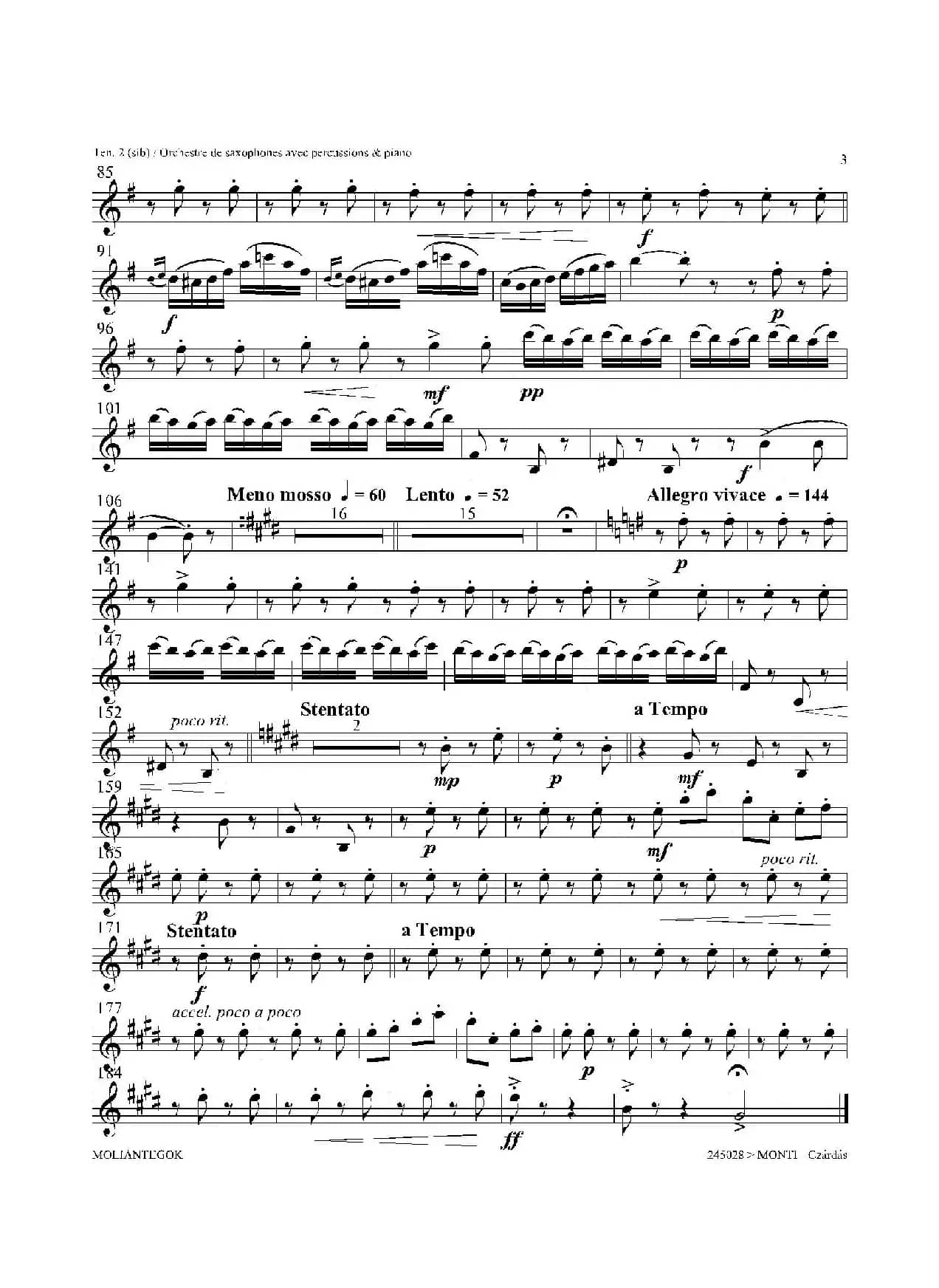 Czardas 查尔达斯（15重奏）（3支次中音萨克斯）