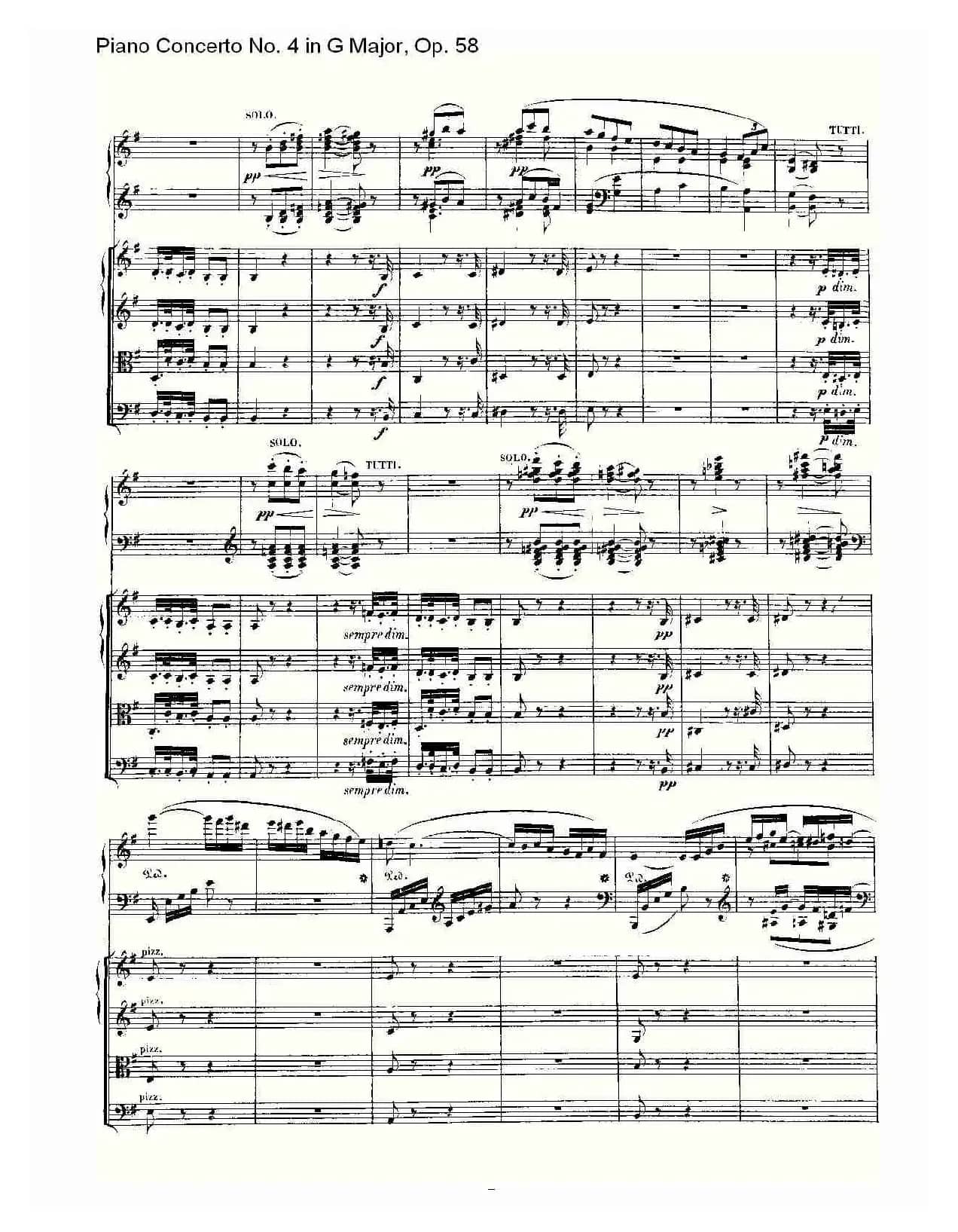 Ｇ大调钢琴第四协奏曲 Op.58 第二乐章（总谱）