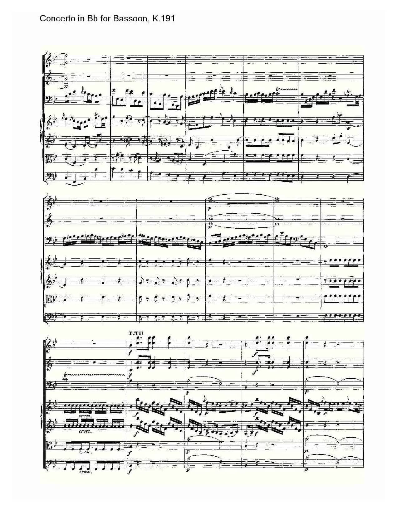 Concerto in Bb for Bassoon, K.191（降B大调大管协奏曲）