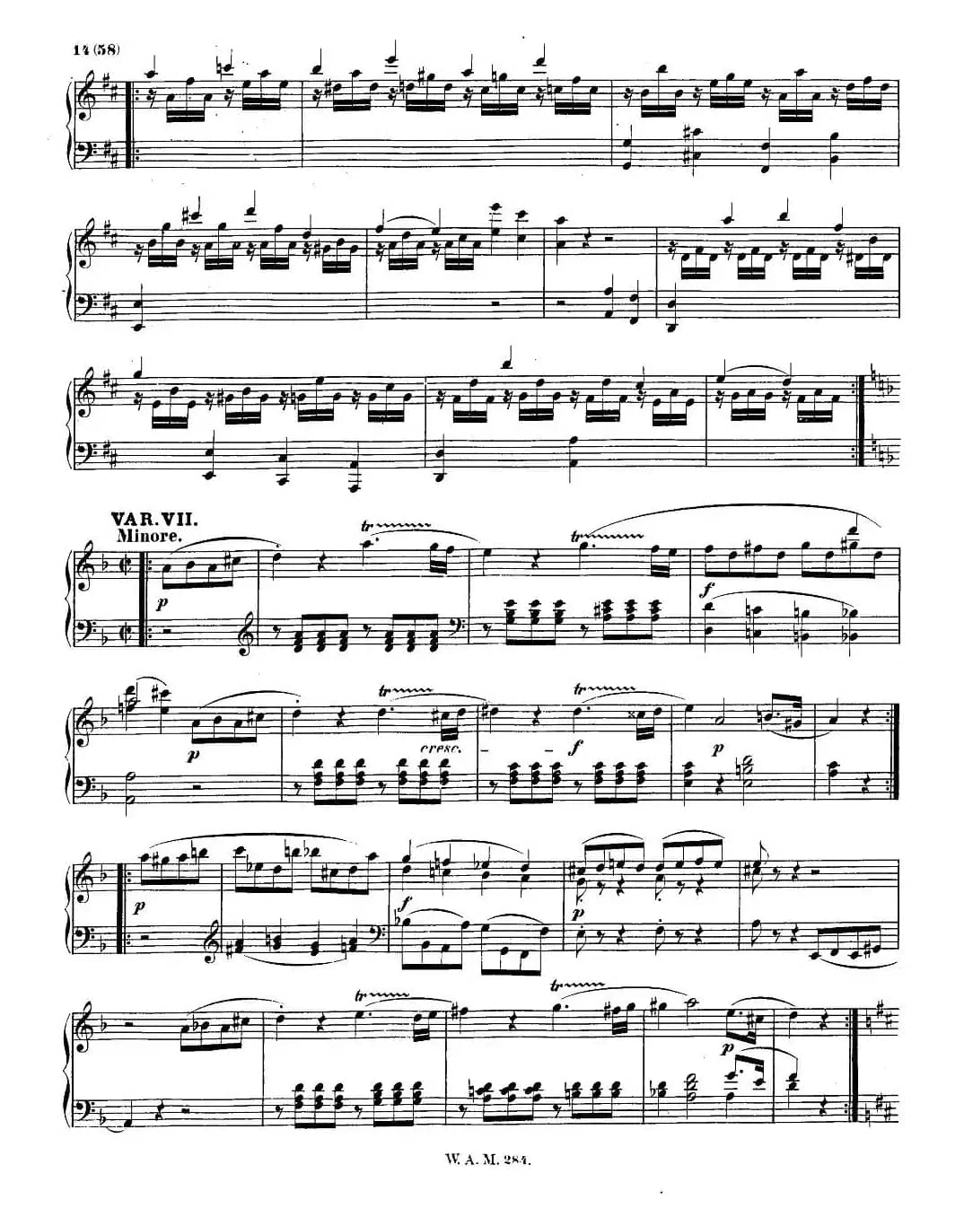 D大调第六钢琴奏鸣曲 KV.284