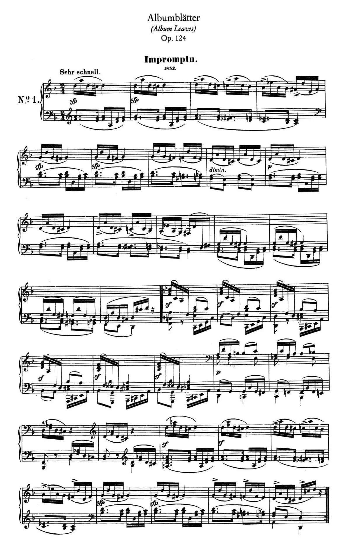 Albumbl&auml;tter Op.124（纪念册页）（No.1）