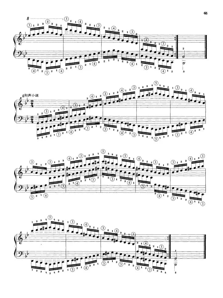 钢琴音阶练习：反向四个八度