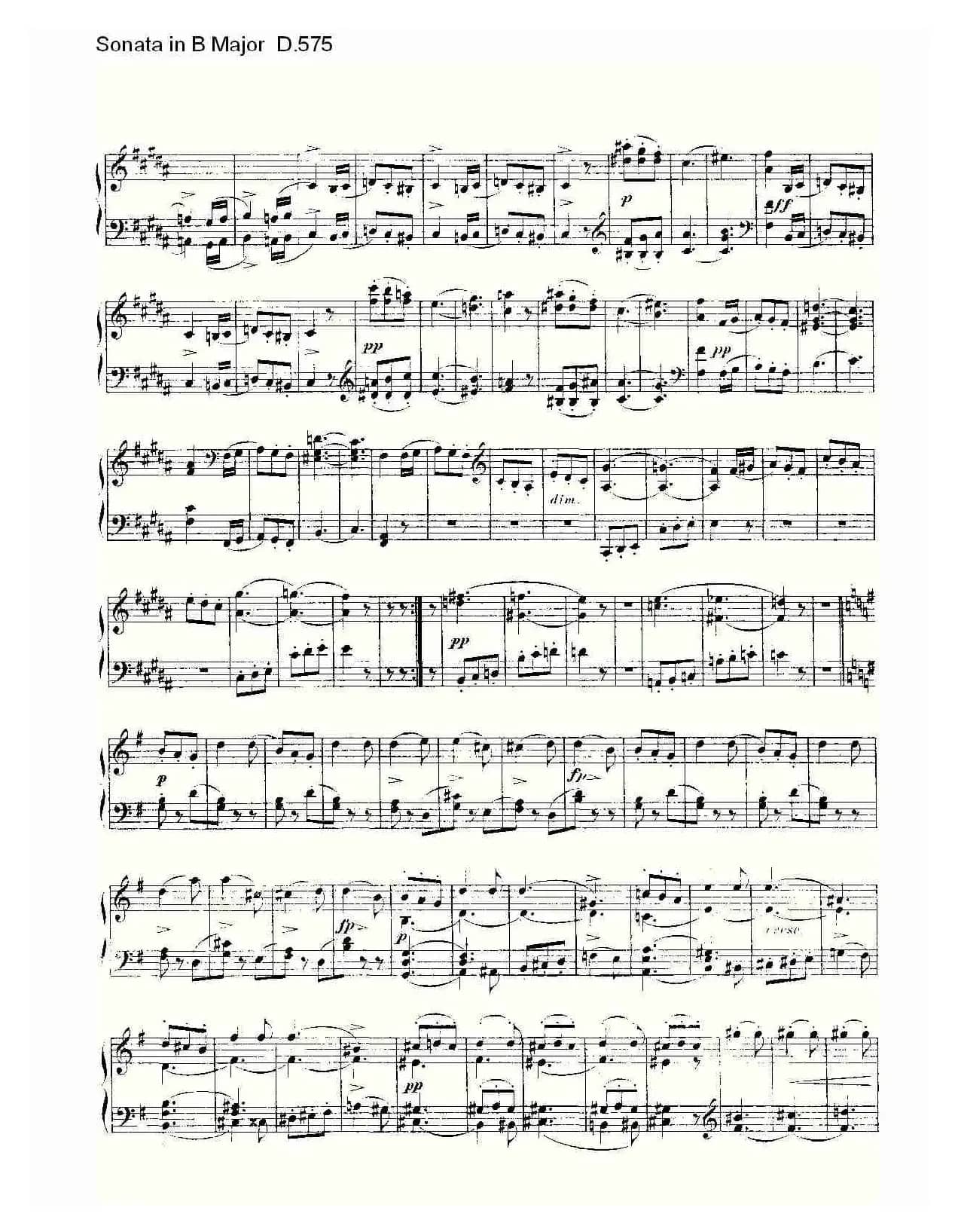 Sonata in B Major D.575（B大调奏鸣曲 D.575）
