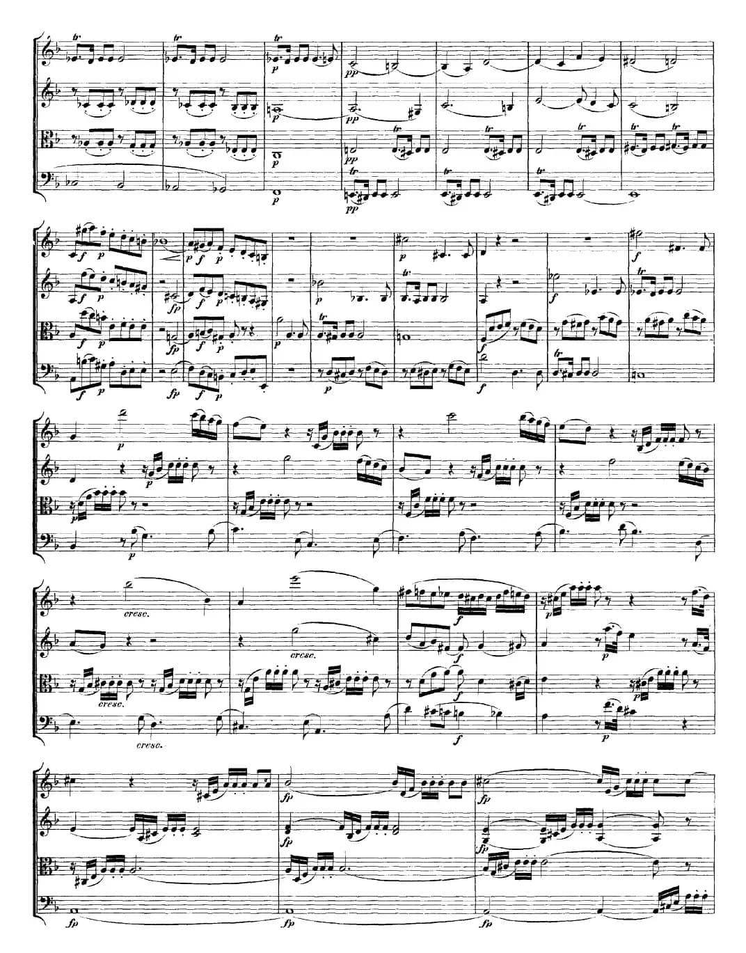 Mozart《Quartet No.15 in D Minor,K.421》（总谱）