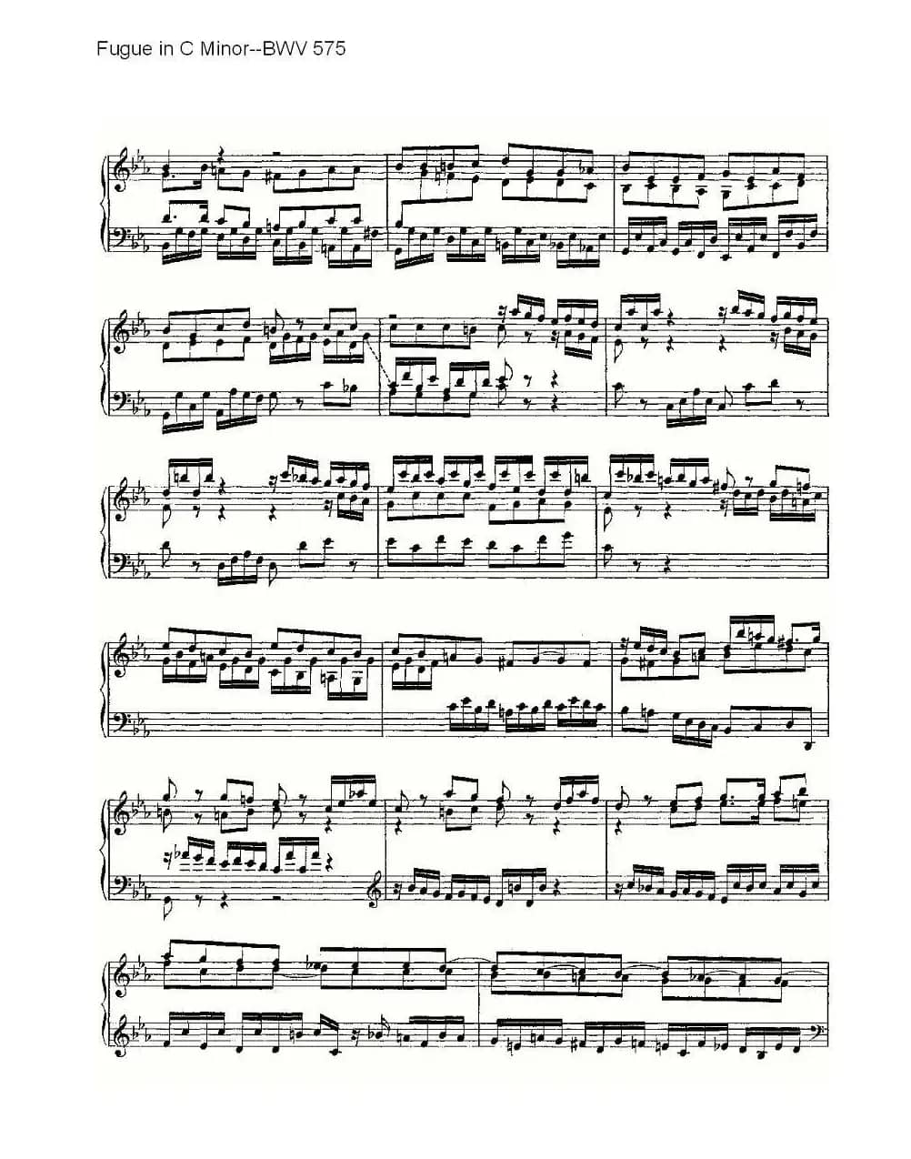  Fugue in C Minor--BWV 575 （管风琴谱）