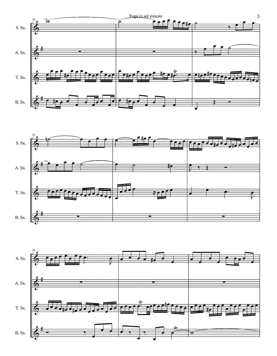 Fuga in sol minore （四重奏）