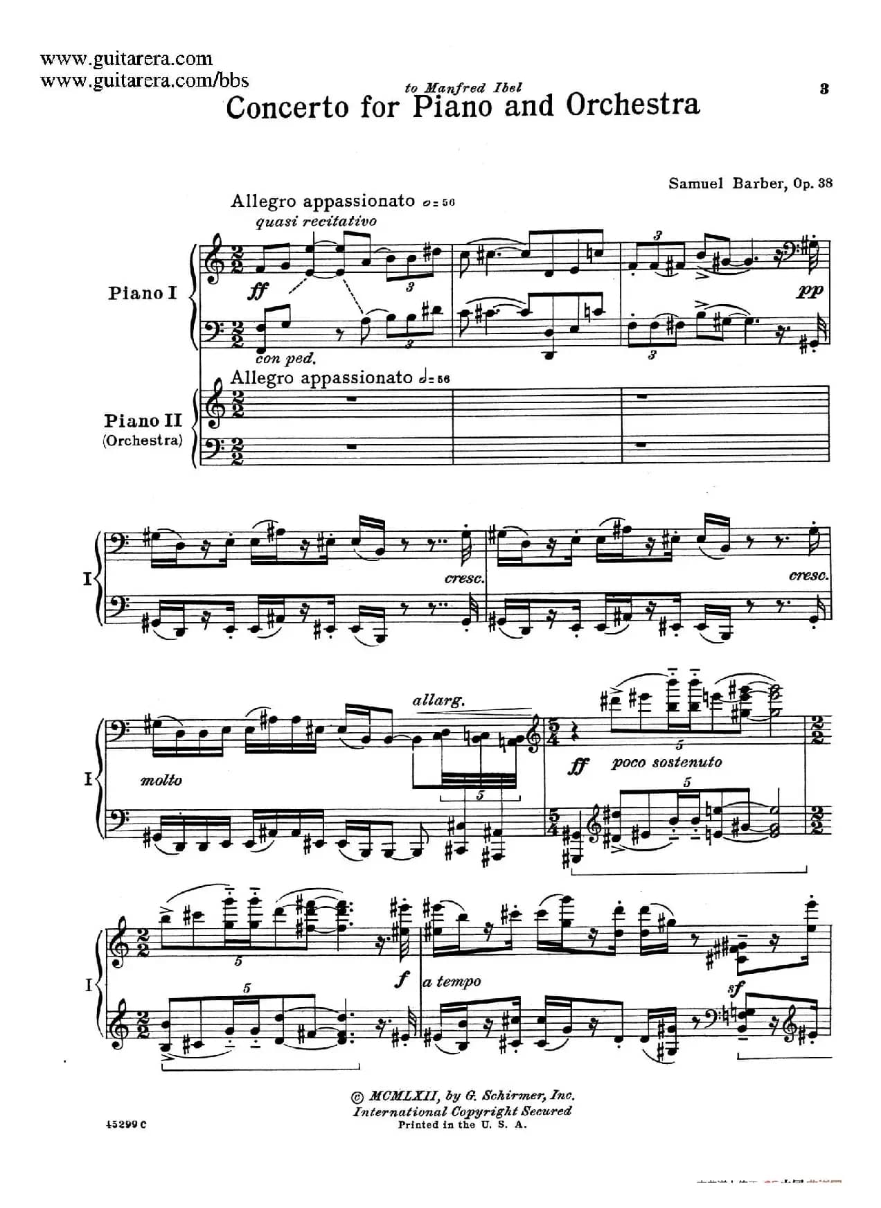 Piano Concerto Op.38（钢琴协奏曲·双钢琴·第一乐章）