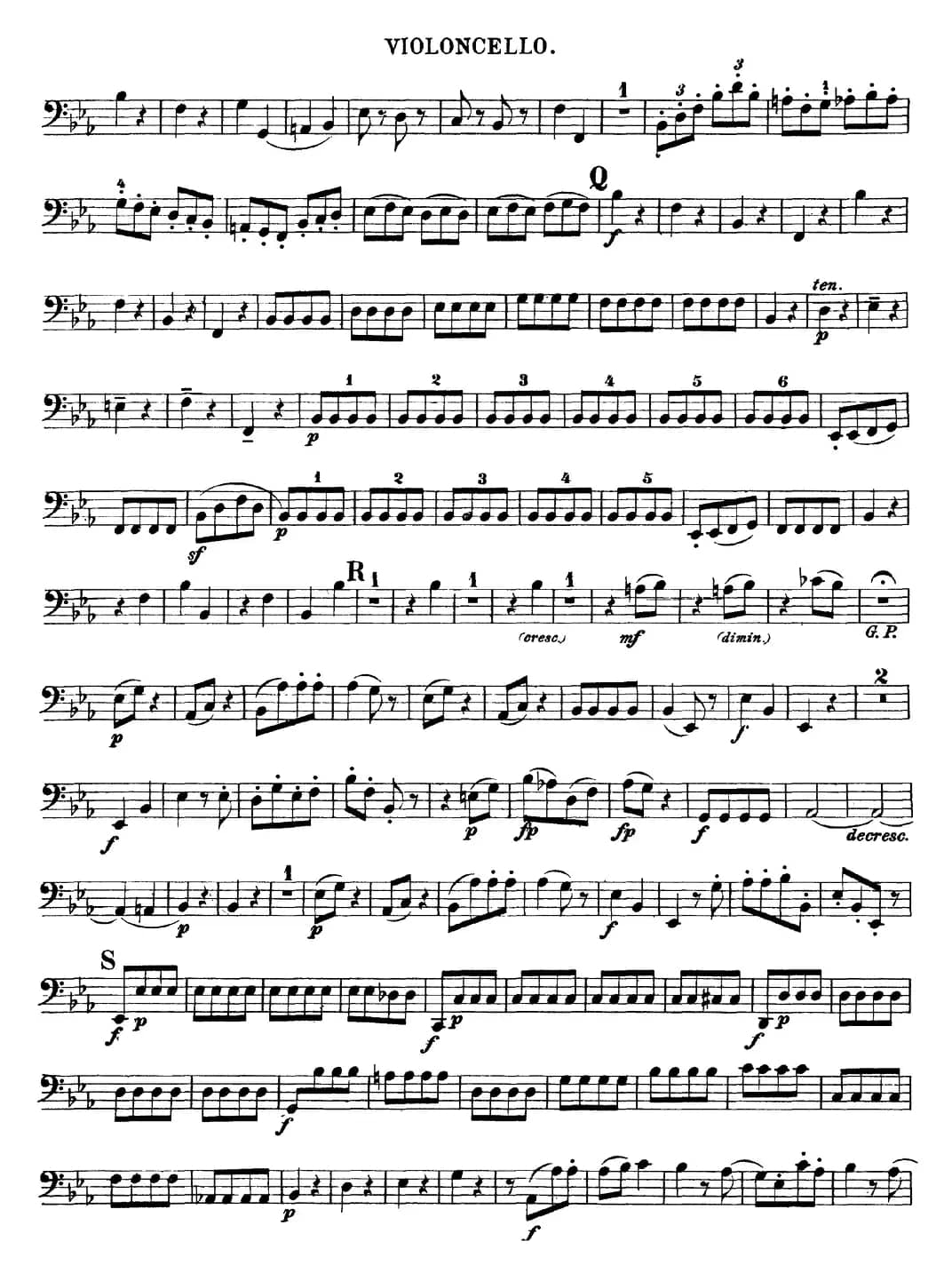 Mozart《Quartet No.16 in Eb Major,K.428》（Cello分谱）